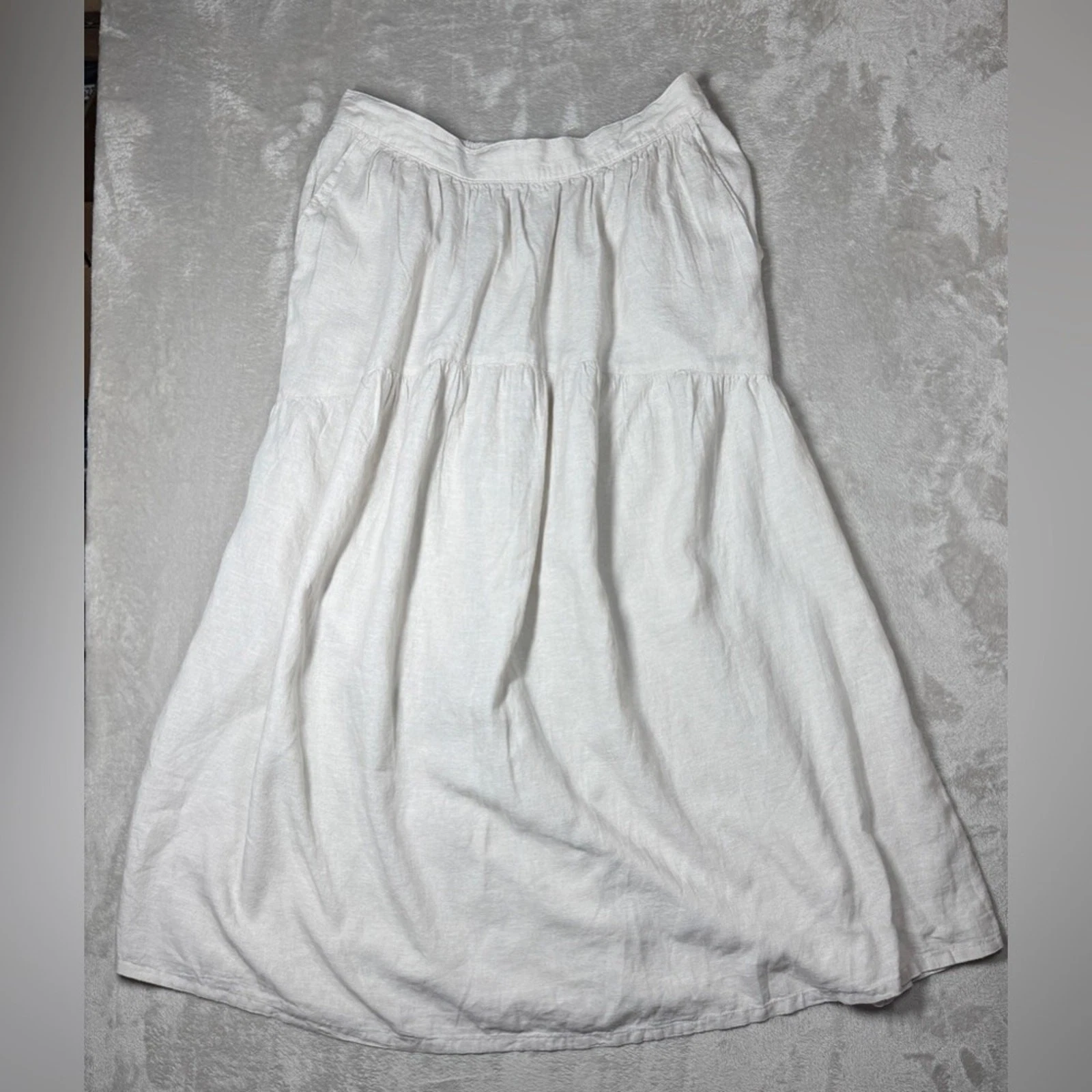 Joie Women’s Linen Blend Cream Pull On Peasant Boho Midi Skirt Size Large