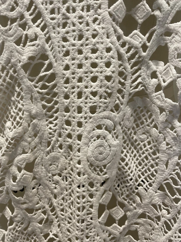 100% Cotton Heavy Embroidered Guipure Lace  White Fabric 7.5 Yards 50" Wide - Image 4 of 4