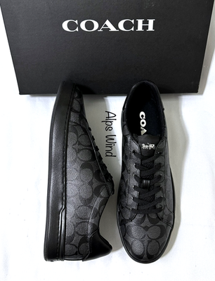 Authentic 12-m Coach Men's Clip Low Top Sneaker Charcoal/black