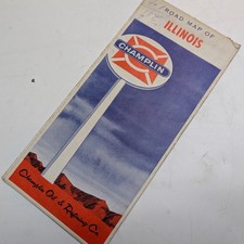 1961 Illinois Champlin Oil Road Map Rand McNally United States Gas Station Vtg