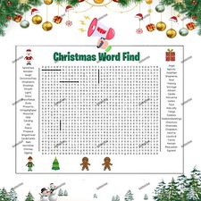 Jumbo Christmas Word Search Poster Family Christmas Event Christmas Game USA 