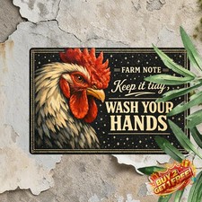 Funny Chicken Coop Tin Sign Did You Wash Your Hands Rustic Metal Wall Decor 8x12