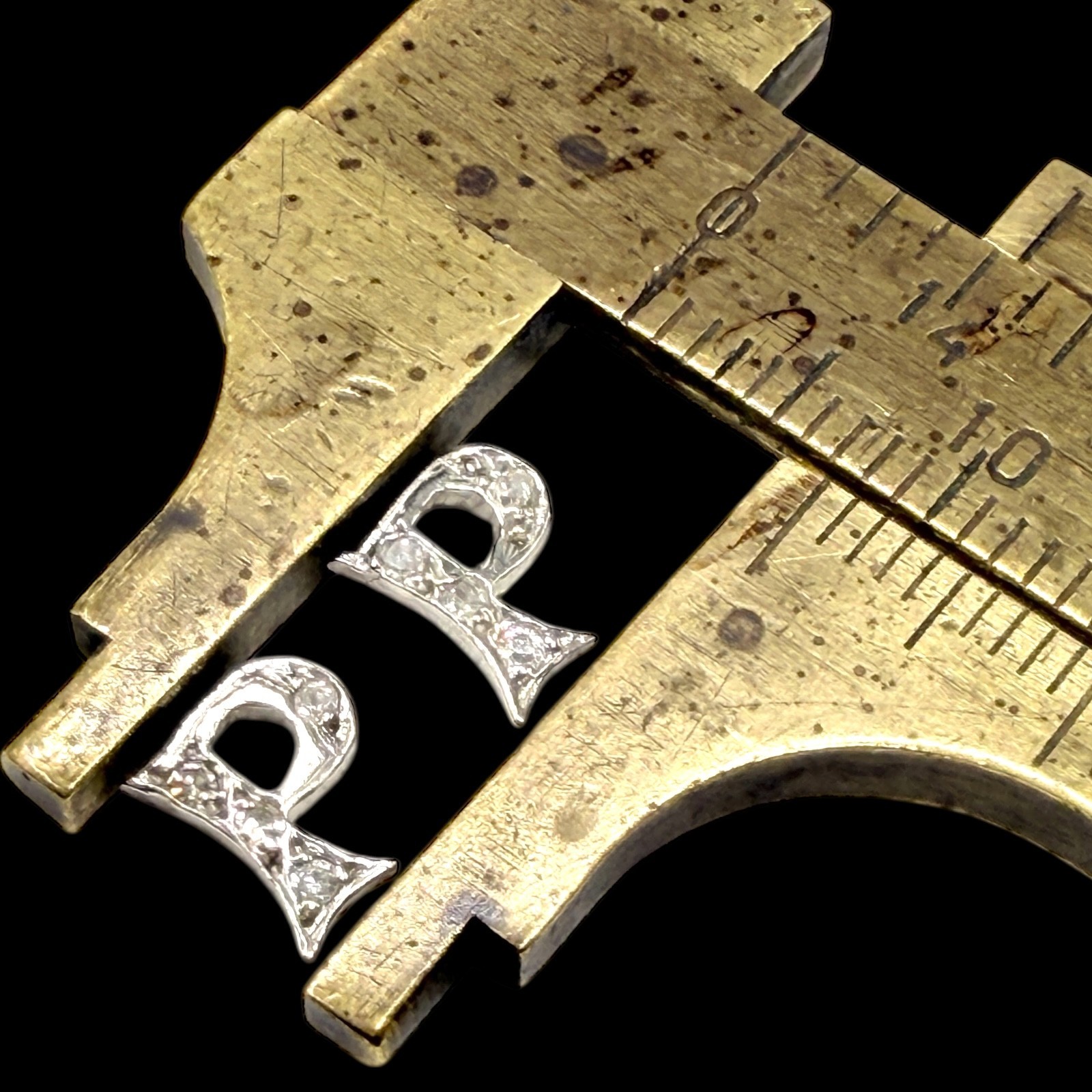 Solid 14k White Gold Initial Letter P Diamond Stu… - image 6