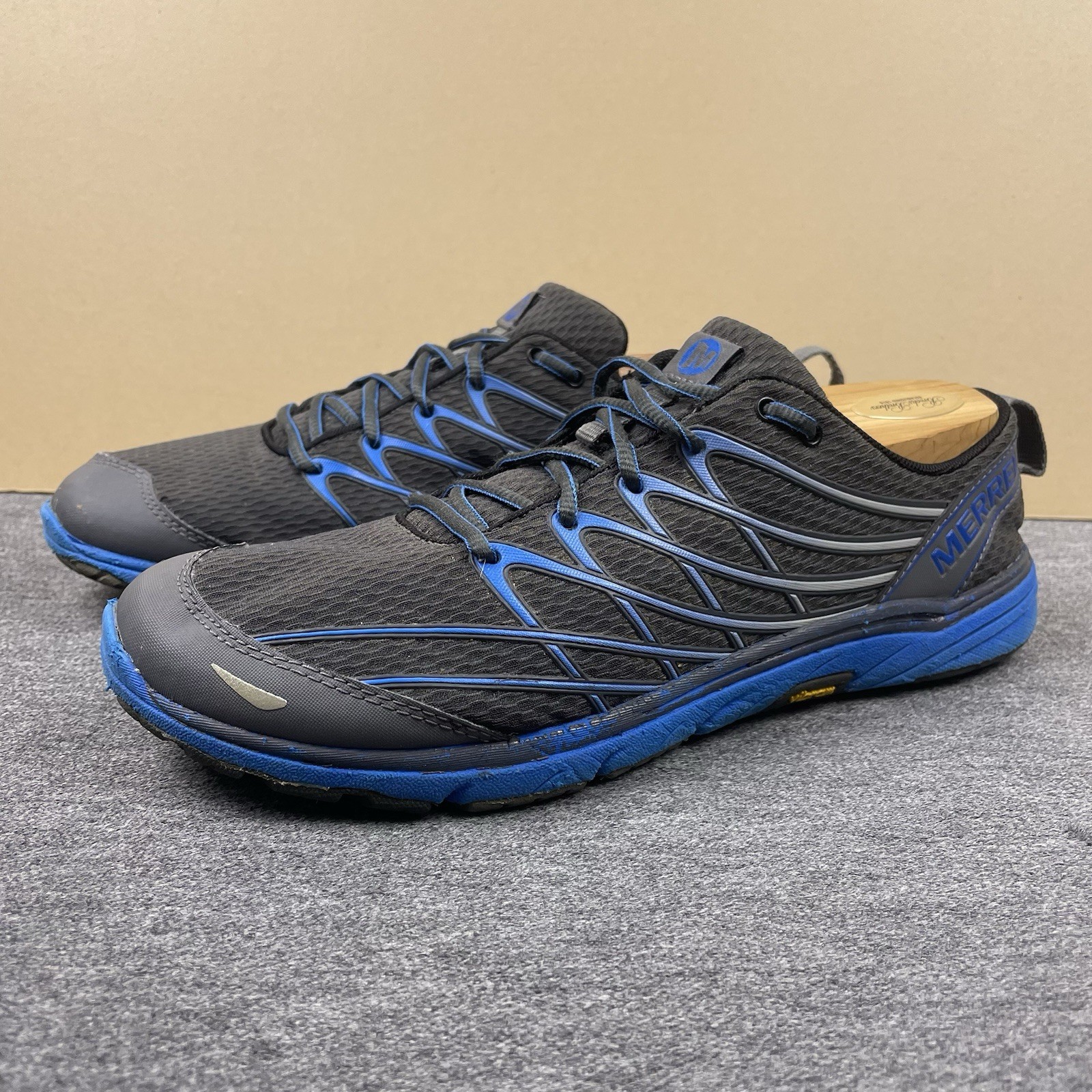 Scarpe da corsa Merrell da uomo Bare Access 3 trail taglia 9 blu grigio Castle Rock usate in ottime condizioni