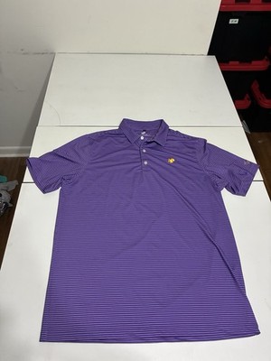American Strutter Shirt XL LSU Tigers Purple Stripe Golf Performance Polo Preppy