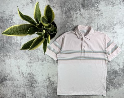 Yves Saint Laurent YSL Pink Men s Cotton Striped Large Polo T Shirt Tee Jersey