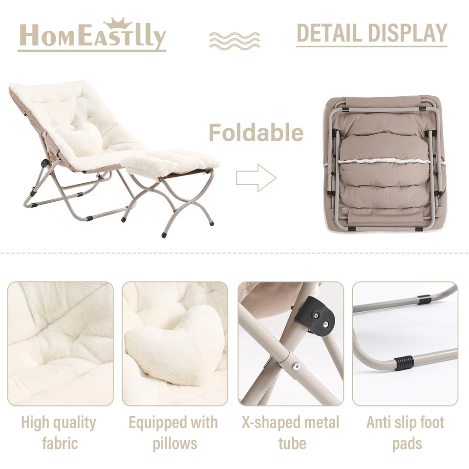 Silla Platillo con Otomana, Cómoda Silla Plegable De Gran Tamaño, Ch... Foto 4 de 4