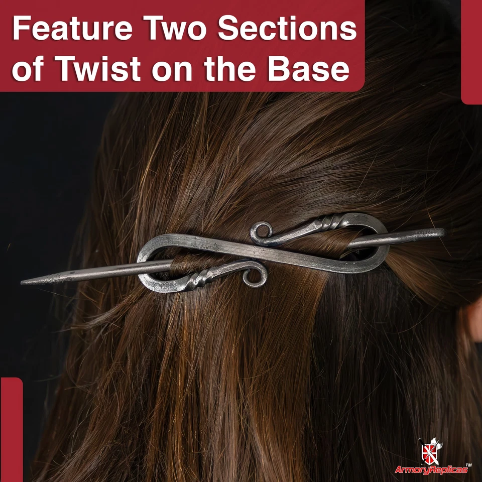 Medieval Inspired Gifts for Her Forged Iron Accessory Barrette Hair Stick Pin - Image 4 of 4