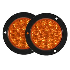 2Pcs Trailer Tail Lights Waterproof 4inch Round Red Amber LED Trailer Tail