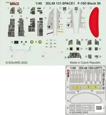 1/48 F-16D Block 50 Space Interior 3D Decal mit Ätzteilen Set für Plastikmodell