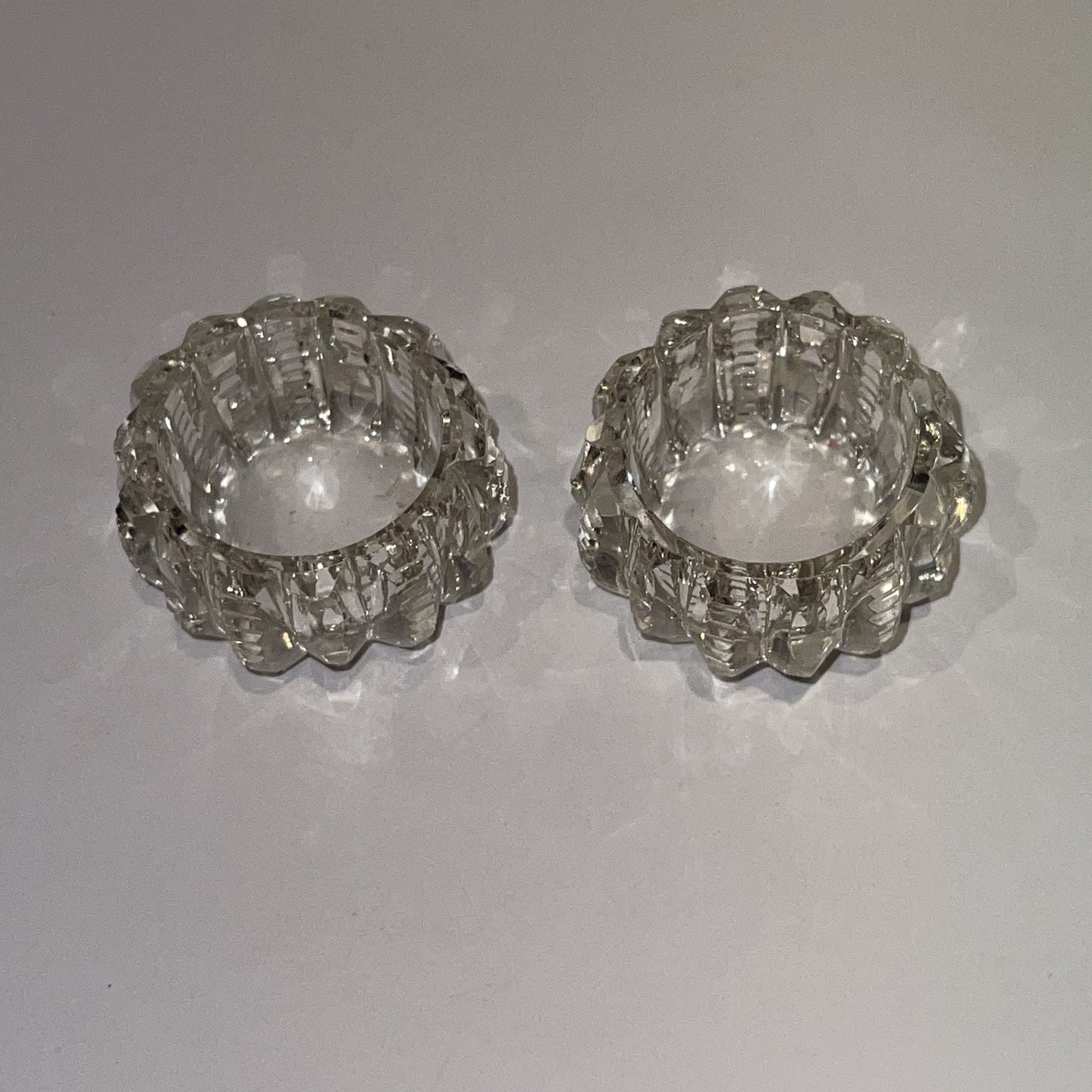 3 Mismatched Vintage Cut Crystal Glass Salt Cellars Dips Dishes Lot EUC