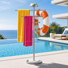 59 Inch Pool Towel Rack Outdoor,Stainless Steel Standing Towel Drying Rack Anti