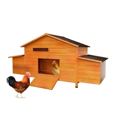 Wooden Chicken Coop with Nesting Box, Waterproof Roof, Lock & Ventilation