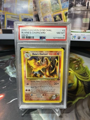 2000 Pokemon Gym Challenge Blaine's Charizard card 2/132 PSA 8 NM-MT