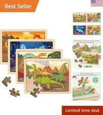 Imaginative Dinosaur Wooden Puzzles - Educational Gift Box for Ages 3-6