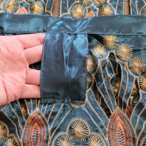 Rare Vintage Pier 1 Imports Accent Curtains 4 Teal Peacock Ethnic Gypsy Boho - Picture 7 of 7