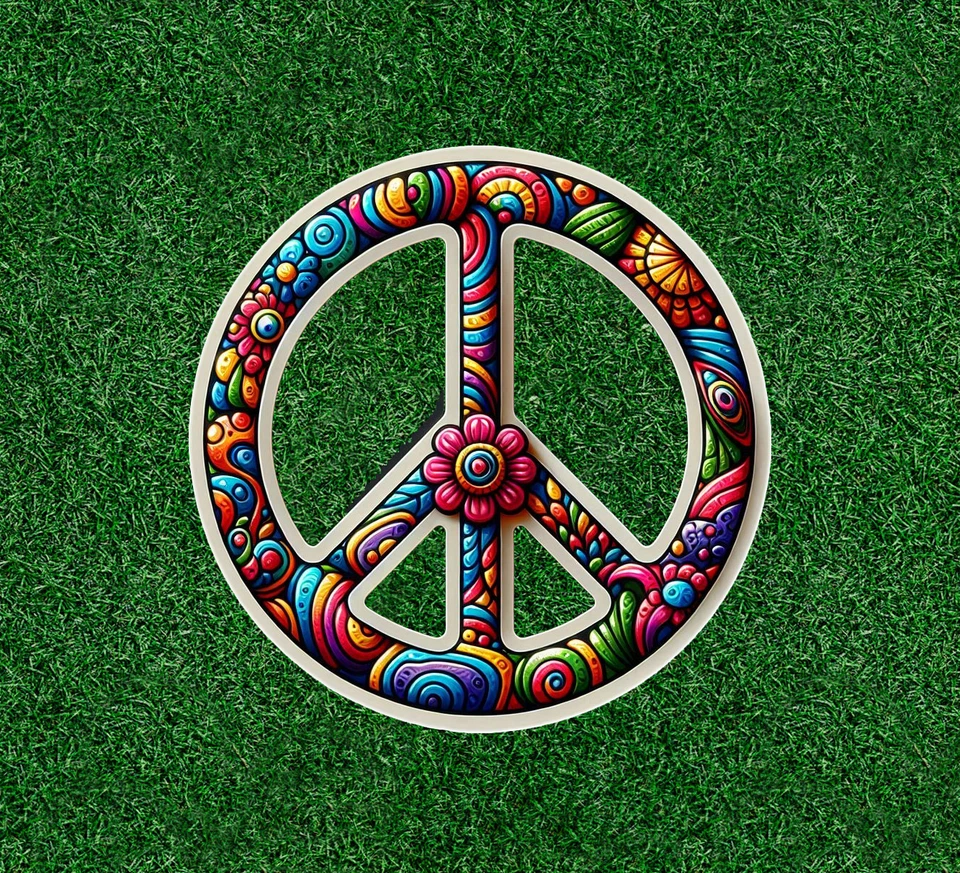 Colorful Peace Symbol 100% waterproof vinyl sticker decal - many sizes available - Image 1 of 1