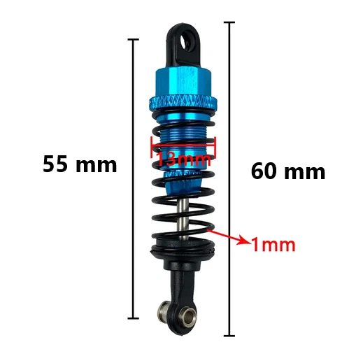 2x RC Stoßdämpfer Öldruckdämpfer Aluminium 60mm 55mm Für 1:10 Rc Auto Buggy - Bild 2 von 2