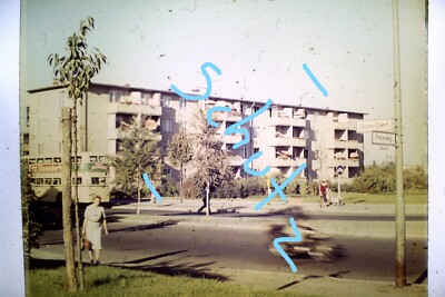 Antique Slide Photo Berlin Steglitz Prellerweg / Grazer Damm with BVG Bus from 1963