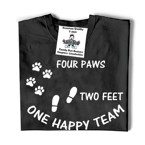 Shoebob Four Paws Two Feet One Happy Team T-shirt Dog Lovers top Dog Walkers tee - Picture 6 of 17