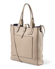 Vittoria Napoli Taupe Leather Large North South Tote Bag Made In Italy Nwt