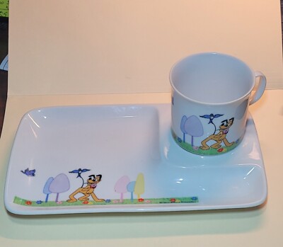 Vintage Walt Disney PLUTO CUP WITH PLATE VINTAGE