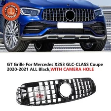 Front All Black GTR Grille Grill Fit For W253 X253 GLC300 Coupe 2020-2023
