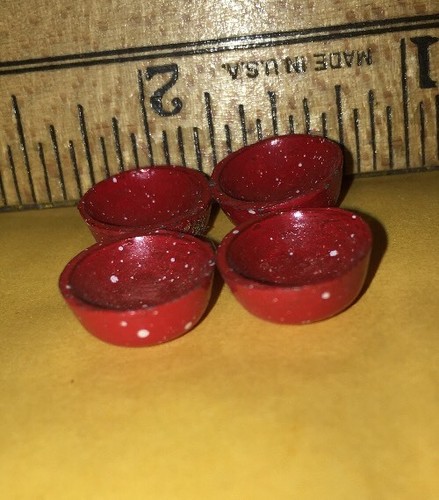VTG LOT DOLLHOUSE MINIATURE METAL Red Blue Enamelware Coffee Tea Dishes Taiwan - Picture 6 of 12