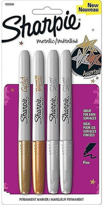 - Fine Point Metallic Permanent Markers - Silver/Gold/Bronze (1-Pack of 4)