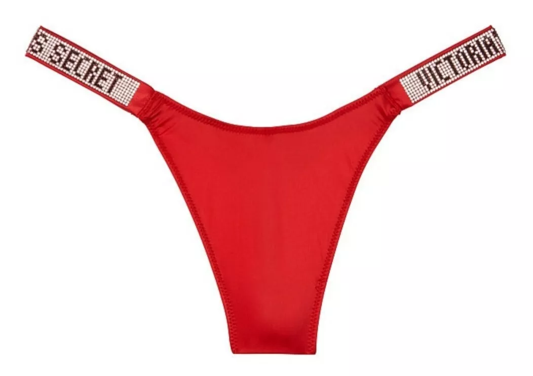 NWT Victoria Secret (M) Bombshell BRAZILIAN THONG Panty LOGO BLING ~ RED ~  RARE