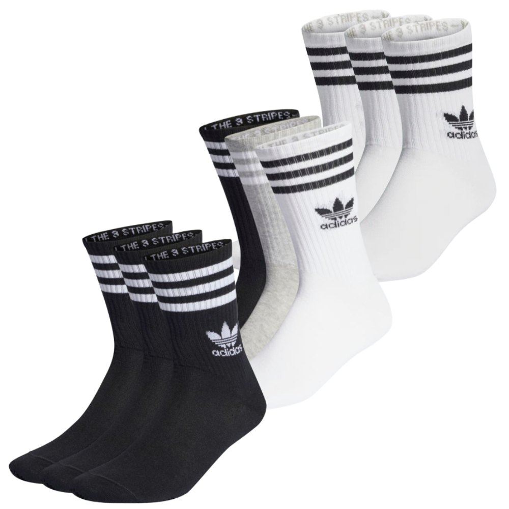 Adidas Unisex Mens Womens Stripe Trefoil Premium Cushioned Pack Crew  Socks
