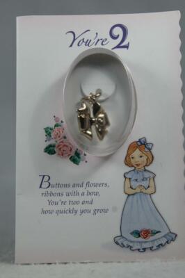 Growing Up Girls- Age 2 -Bow Charm With Poem #4014556 New In Package
