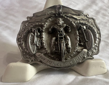 1987 LIVE TO RIDE - RIDE TO LIVE SILVER TONE HARLEY BELT BUCKLE by BERGAMOT