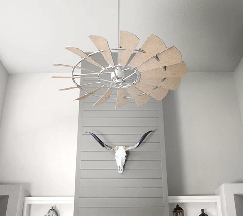 72"  Quorum Windmill Ceiling Fan Galvanized Indoor Modern Farmhouse 97215-9 - Picture 2 of 2