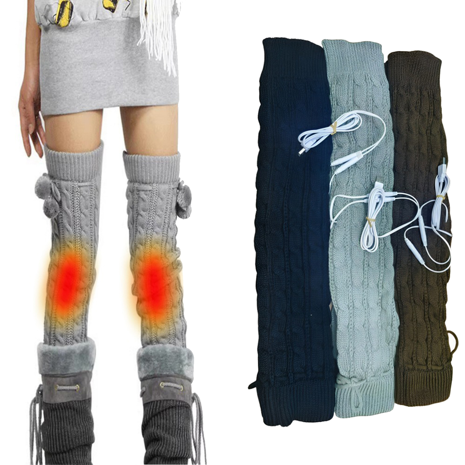 Electric Socks 1 Pair Thermal Socks USB Heated Slippers Over The Knee latest
