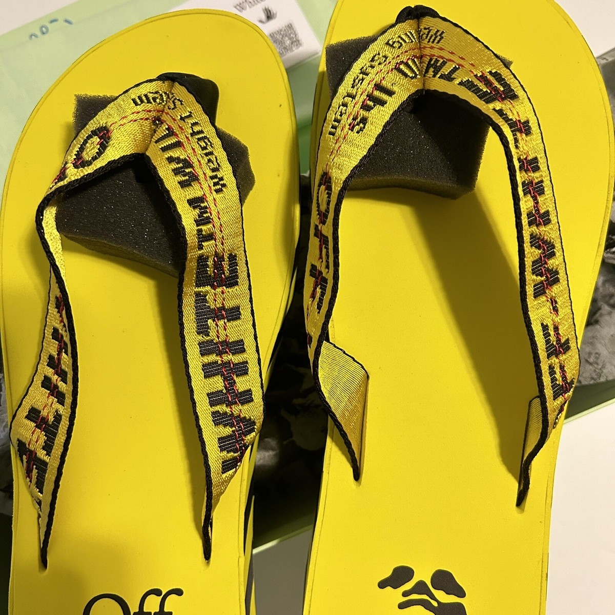 OFF-WHITE Industrial Logo Flip Flops Yellow Men's 10 | eBay