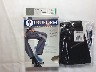 Truform Leg Health Men's Dress Socks, MEDIUM, BLACK 1942, Mild Comp. NEW IN BOX!