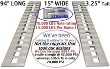 94" x 15" 10,000 LBS ALUMINUM Hook Ramps CAR TRUCK TRAILER auto hauler TRACTOR 