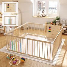 Large Wooden Baby Playpen - Shape  Size Adjustable for 63" 63", wood