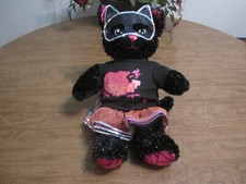 BUILD A BEAR NIGHT MAGIC BLACK SPARKLES HALLOWEEN CAT WITH OUTFIT