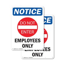  2 Pack Employees Only OSHA Notice Sign Decal Metal Plastic