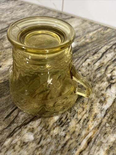 Vintage Patrician Spoke Federal Depression Glass Amber Yellow Creamer 3 3/8" H - Picture 19 of 21