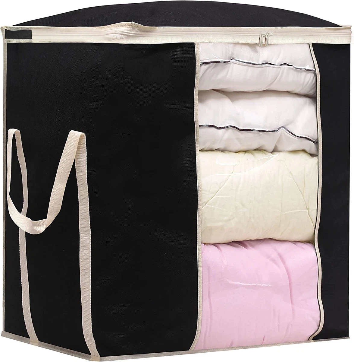 MISSLO King Comforters Storage Bag 120L for Blankets Extra large, Black