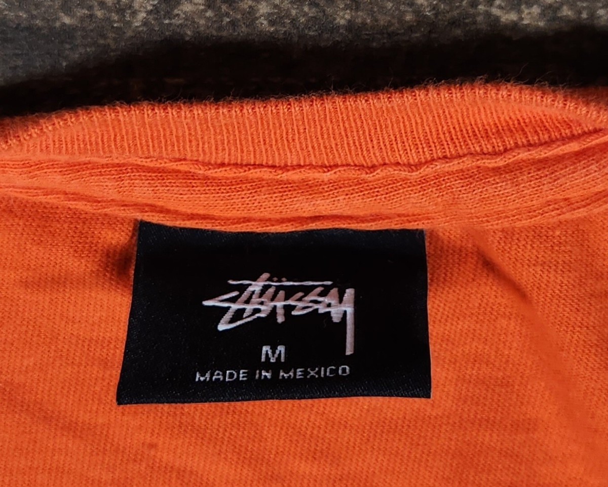 Vintage Stussy T-Shirt Mens Size Medium Orange World Tour Vintage Stussy T-Shirt Mens Size Medium Orange World Tour