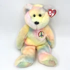 Ty Beanie Baby Peace Bear 14” Large Beanie Buddy Stuffed Animal 1999 Vintage