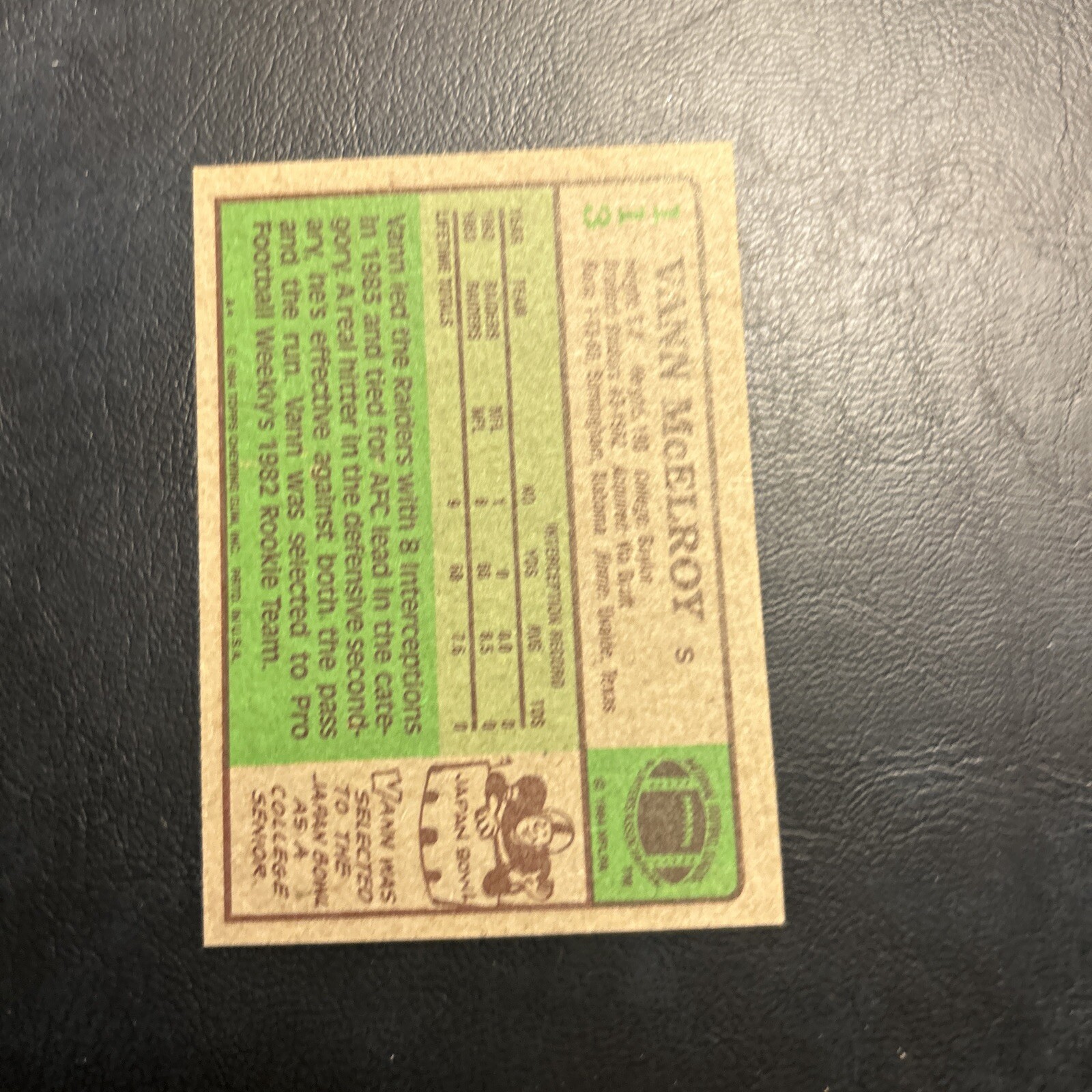 113 van Vann McElroy Oakland Raiders ,1984 Topps Cb362 eBay