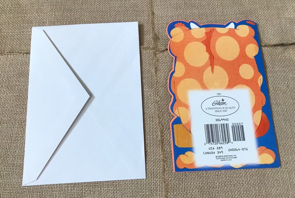 Tarjeta de Halloween Gibson Monster caprichosa divertida kitsch goofy tontería espeluznante sin usar Foto 4 de 4