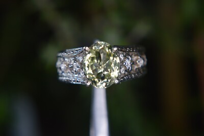 2.40ct Green Sillimanite + Topaz Silver Ring.