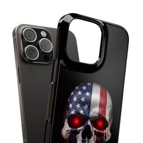 Für iPhone 16 Pro Max, 15, 14, 13-11, Slim Handyhülle, American Skull Flag Cover - Bild 4 von 83