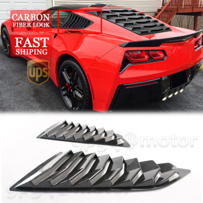 For Corvette C7 2014-2019 V3 Carbon Fiber Side Window Quarter Scoop Louver Cover
